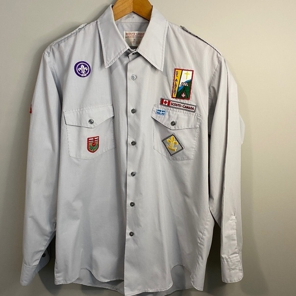 Vintage Scouts Canada Gray Button-up Shirt Size 16.5 - Picture 1 of 13